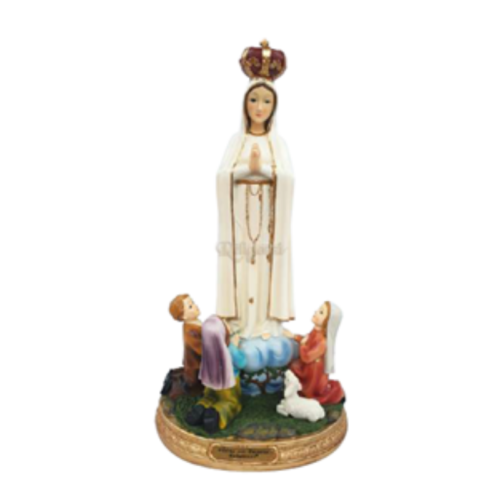 Virgen de Fatima con pastores redonda - Imagen 1