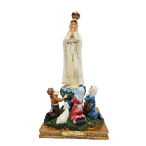 Virgen de Fatima con pastores cuadrada - Imagen 1