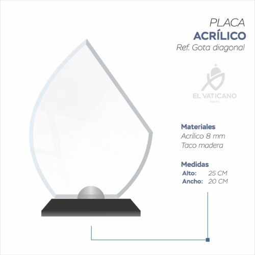 Placa en Acrílico Ref. Gota diagonal - Imagen 2