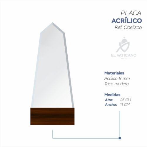 Placa en Acrílico Ref. Obelisco - Imagen 2