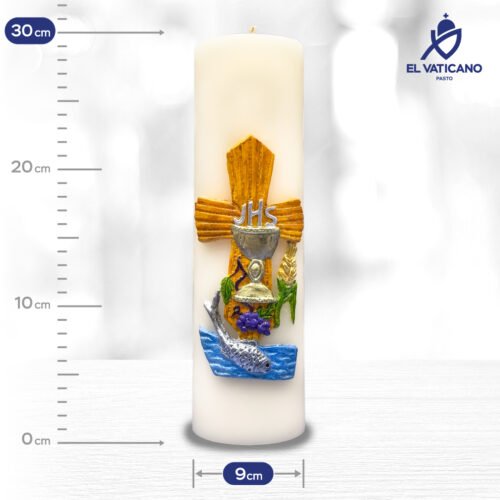 Cirio Eucaristía Pez 9x30 - Imagen 1