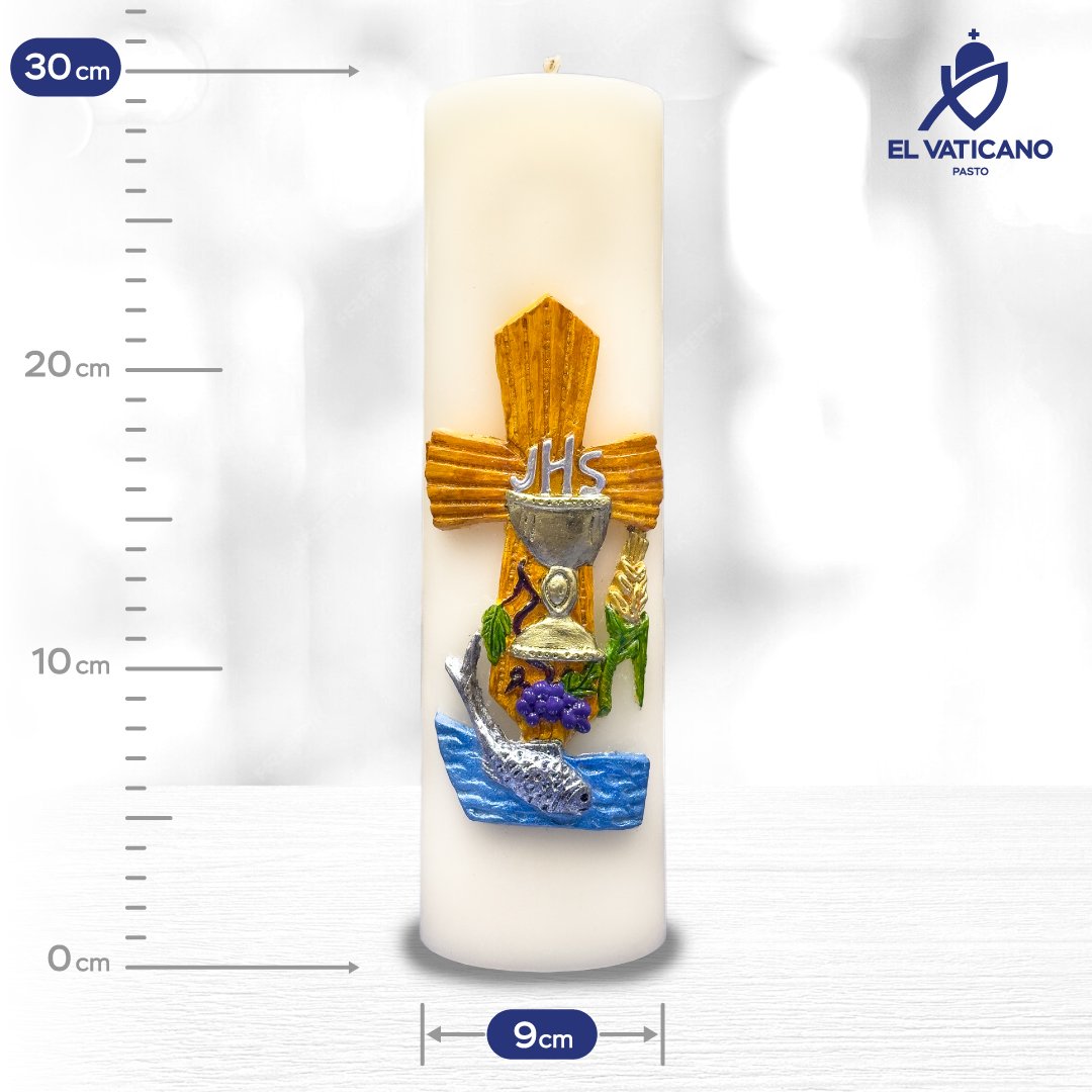 Cirio Eucaristía Pez 9x30