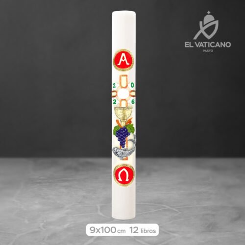 Cirio Eucaristía Pez 9x100 · 12 libras - Imagen 1