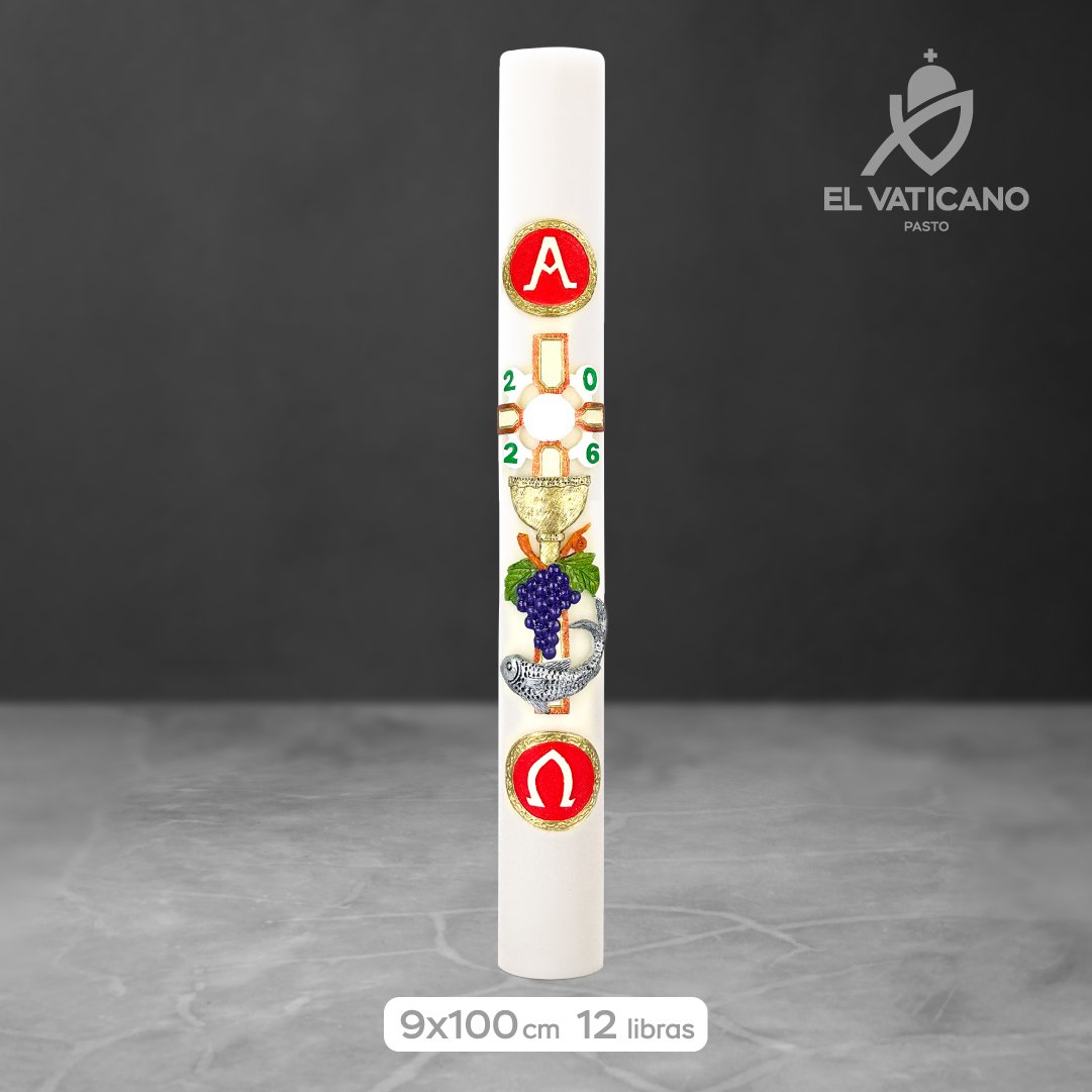 Cirio Eucaristía Pez 9x100 · 12 libras