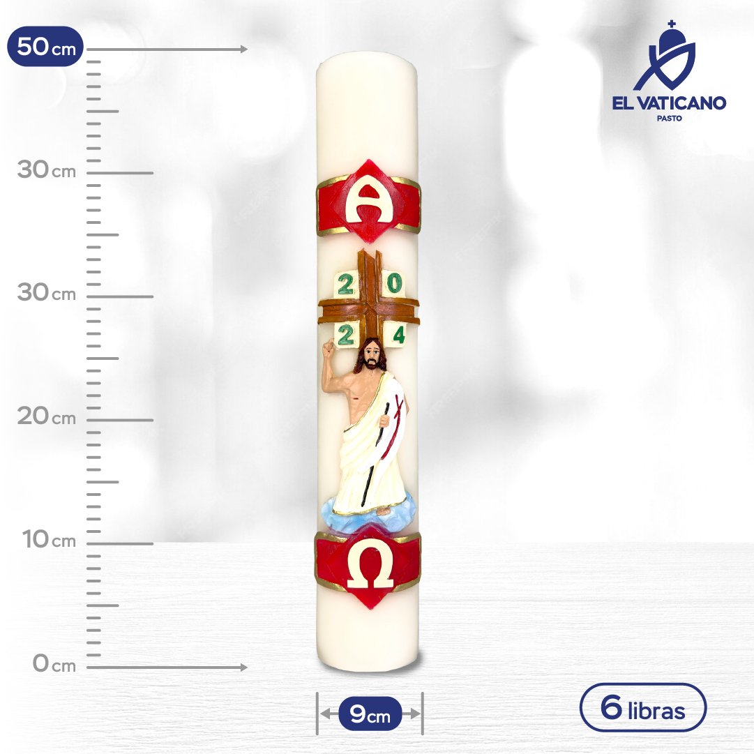 Cirio Cristo Recusitado 9x50 · 6 libras