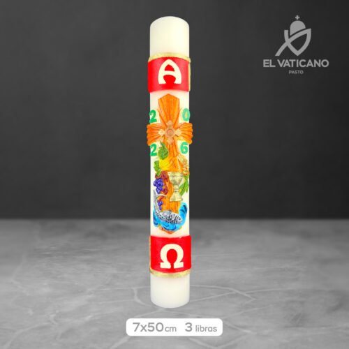 Cirio Sagrada Eucaristía 7x50 · 3 libras - Imagen 1