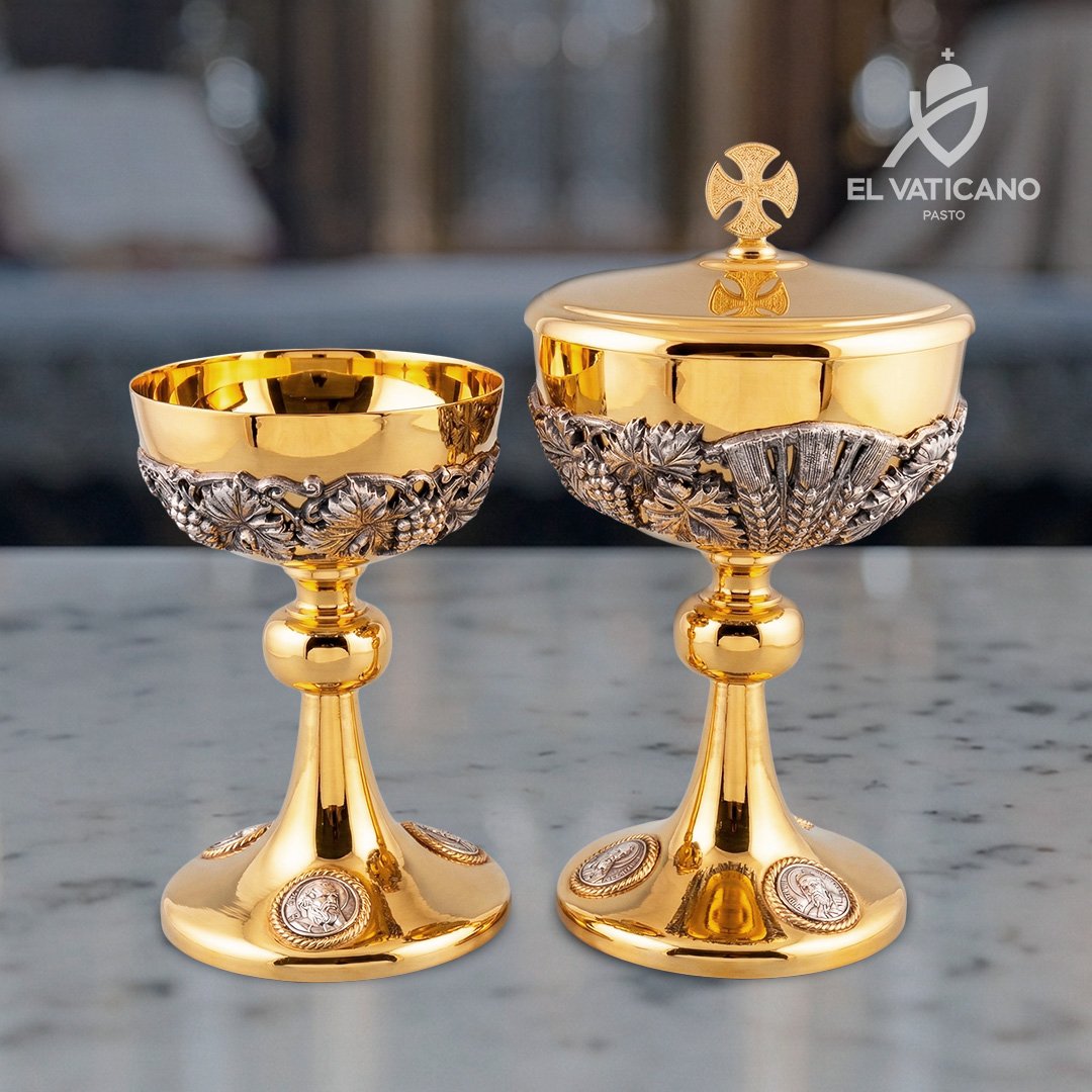 Juego de Copón y Cáliz de Lujo - Uvas y Trigo