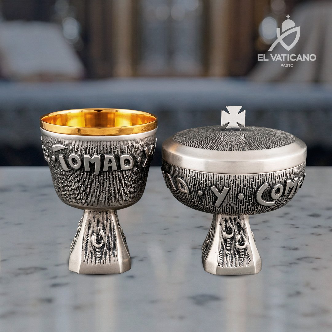 Juego de Copón y Cáliz de Lujo - Tomad y Comed