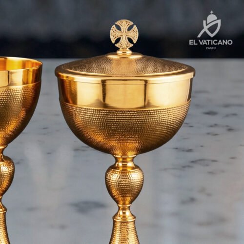Juego de Copón y Cáliz de Lujo - Dorado con textura - Imagen 2