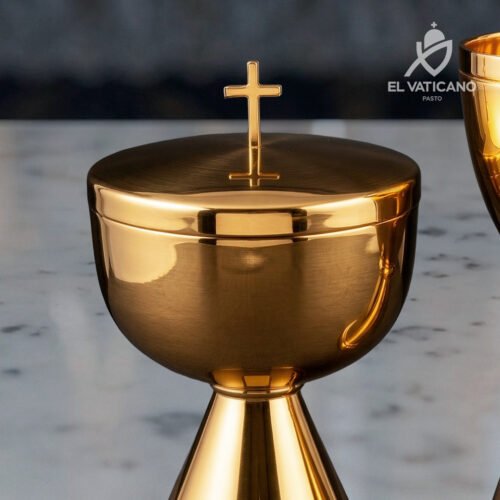 Juego de Copón y Cáliz de Lujo - Dorado liso - Imagen 2