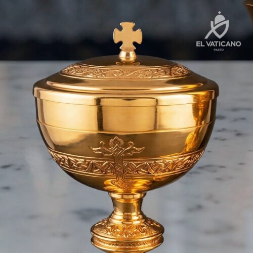 Juego de Copón y Cáliz de Lujo - Cruz Dorada - Imagen 2