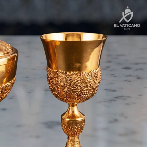 Juego de Copón y Cáliz de Lujo - Uvas y trigo dorado - Imagen 2