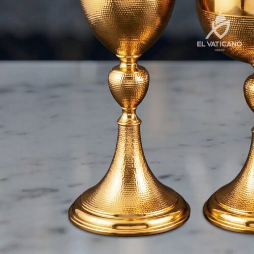 Juego de Copón y Cáliz de Lujo - Dorado con textura - Imagen 3