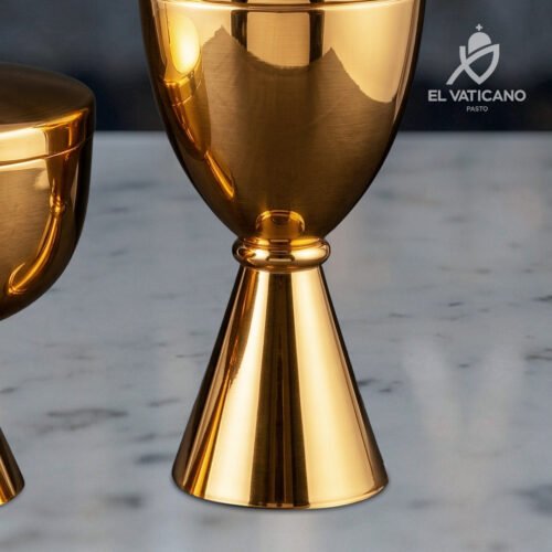 Juego de Copón y Cáliz de Lujo - Dorado liso - Imagen 3