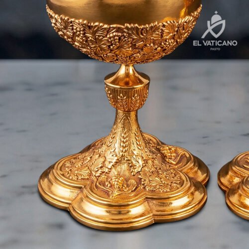 Juego de Copón y Cáliz de Lujo - Uvas y trigo dorado - Imagen 3