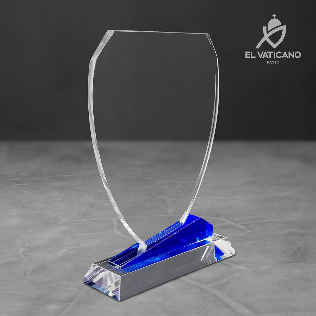 Placa de cristal con base en cristal azul