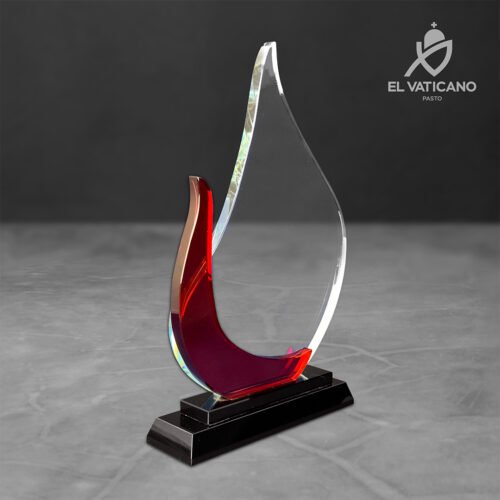 Placa de cristal fuego rojo con base negra - Imagen 1