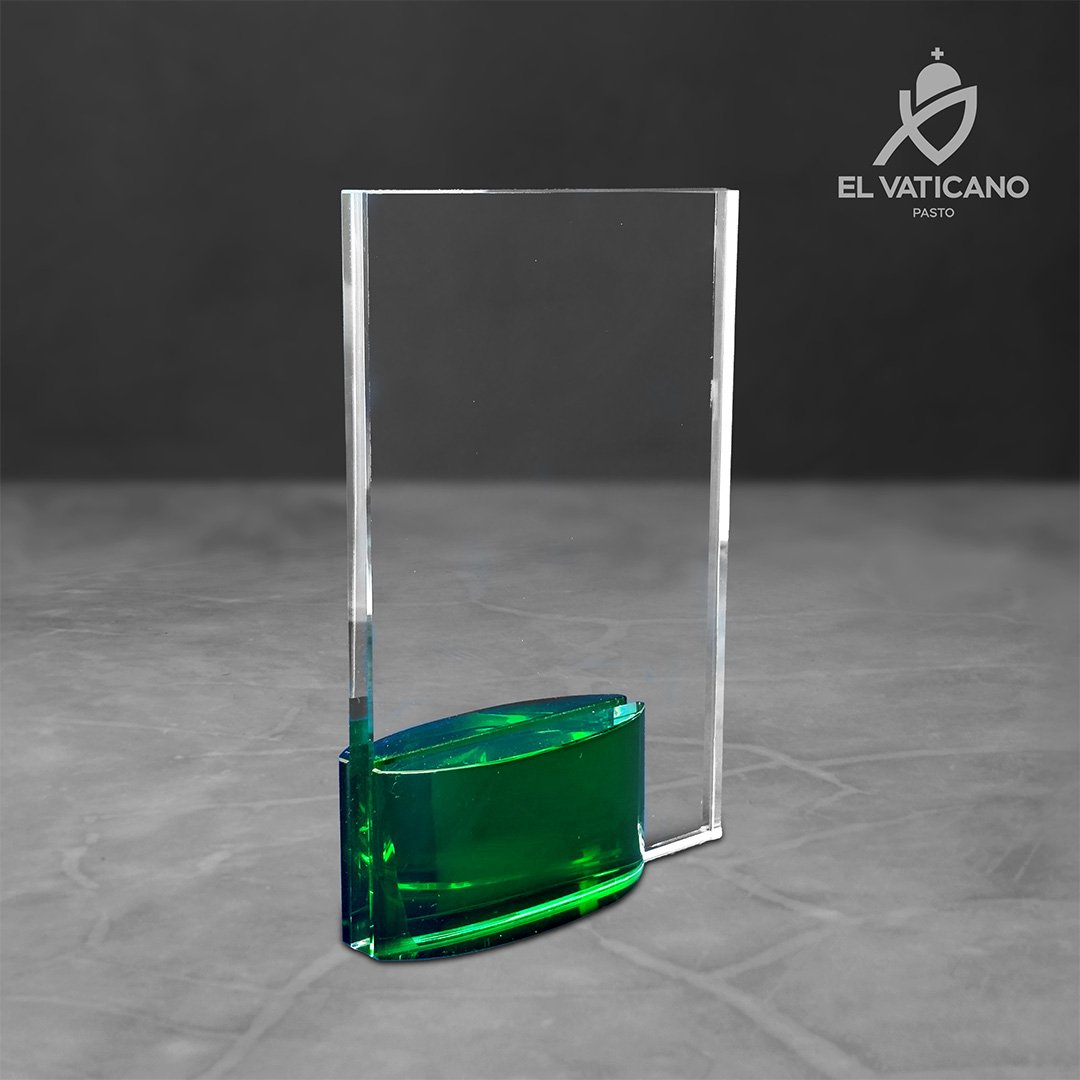 Placa de cristal con base en cristal verde