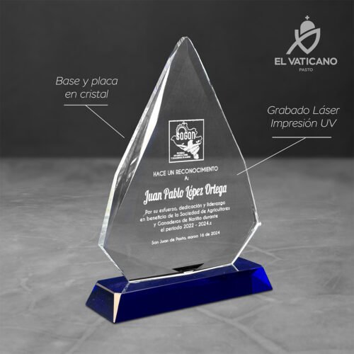 Placa de cristal diamante base azul - Imagen 2