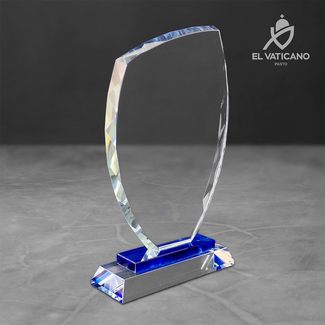 Placa de cristal con base en cristal azul 2