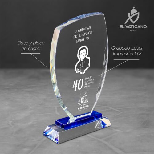 Placa de cristal con base en cristal azul 2 - Imagen 2