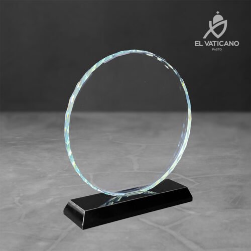 Placa de cristal circular con base en cristal - Imagen 1