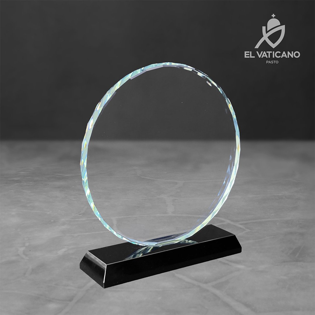 Placa de cristal circular con base en cristal