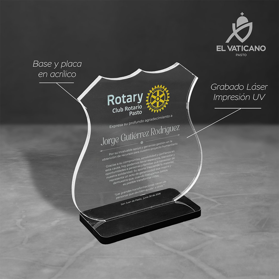 Placa escudo con base en acrílico