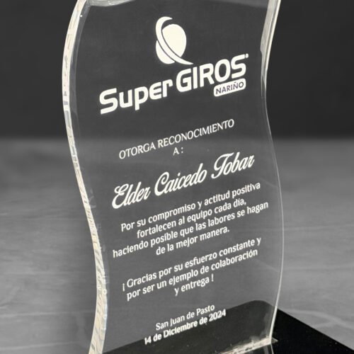 Placa pequeña de acrílico transparente con base en acrílico - Imagen 2