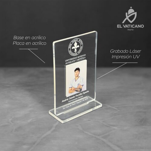 Placa pequeña de acrílico transparente con base en acrílico transparente - Imagen 1