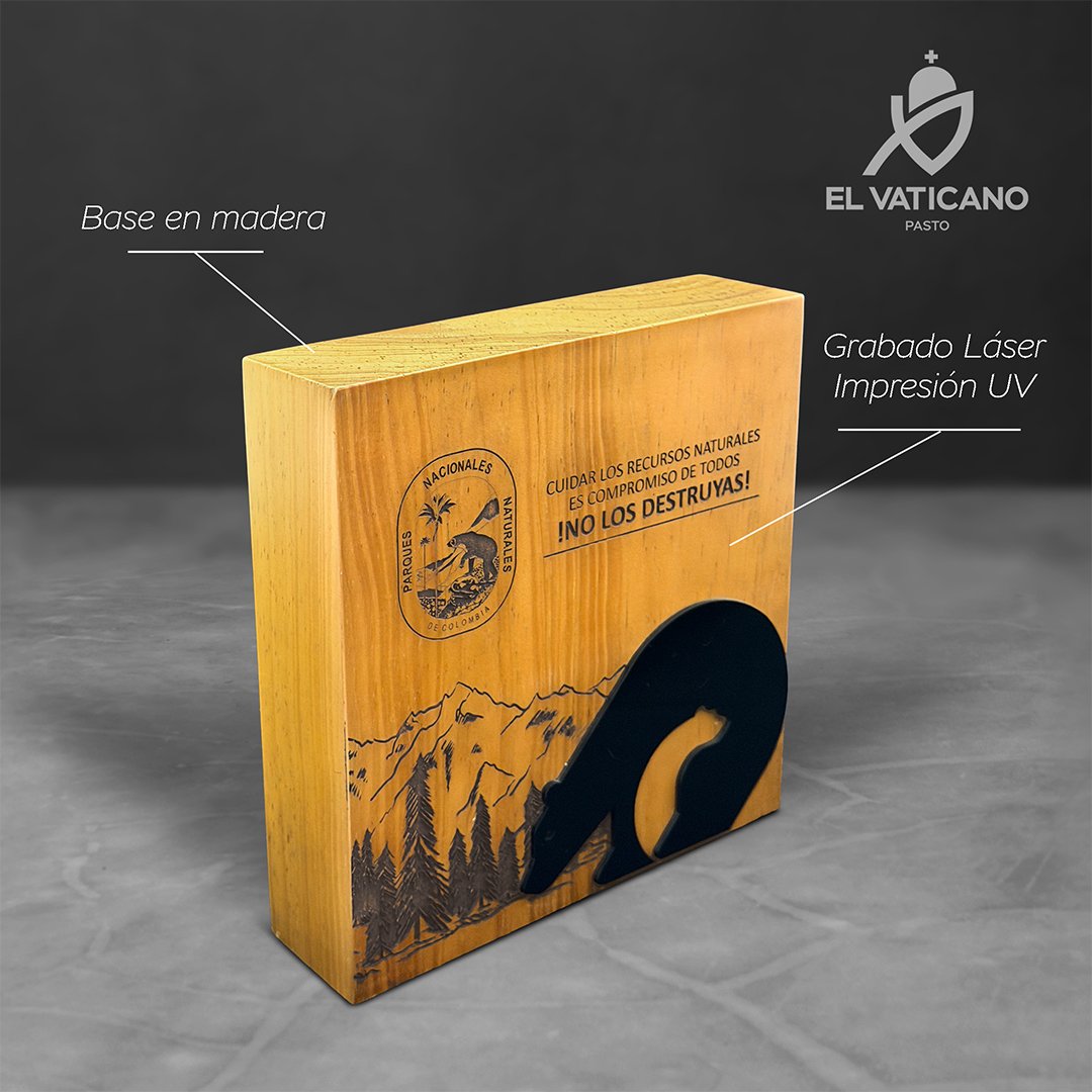 Reconocimiento/Placa de madera maciza 3