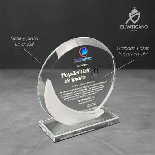 Placa de cristal circular con media luna mate - Imagen 2