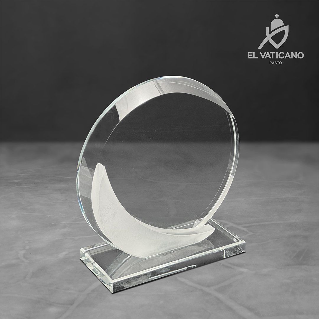 Placa de cristal circular con media luna mate