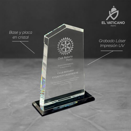 Placa de cristal obelisco con base de cristal negro - Imagen 2