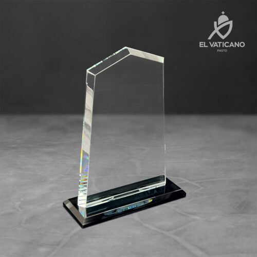 Placa de cristal obelisco con base de cristal negro - Imagen 1