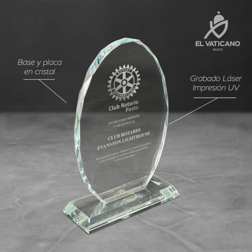 Placa de cristal ovalada con base transparente - Imagen 2