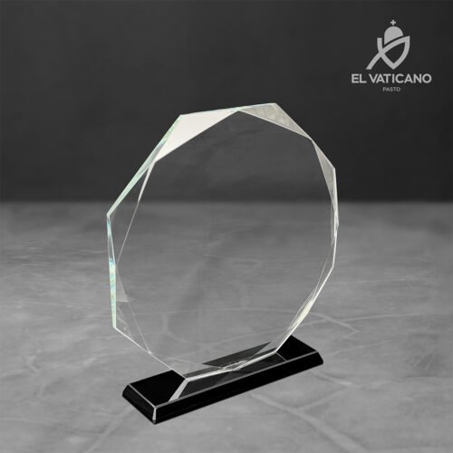 Placa de cristal octagonal con base en cristal negro - Imagen 1