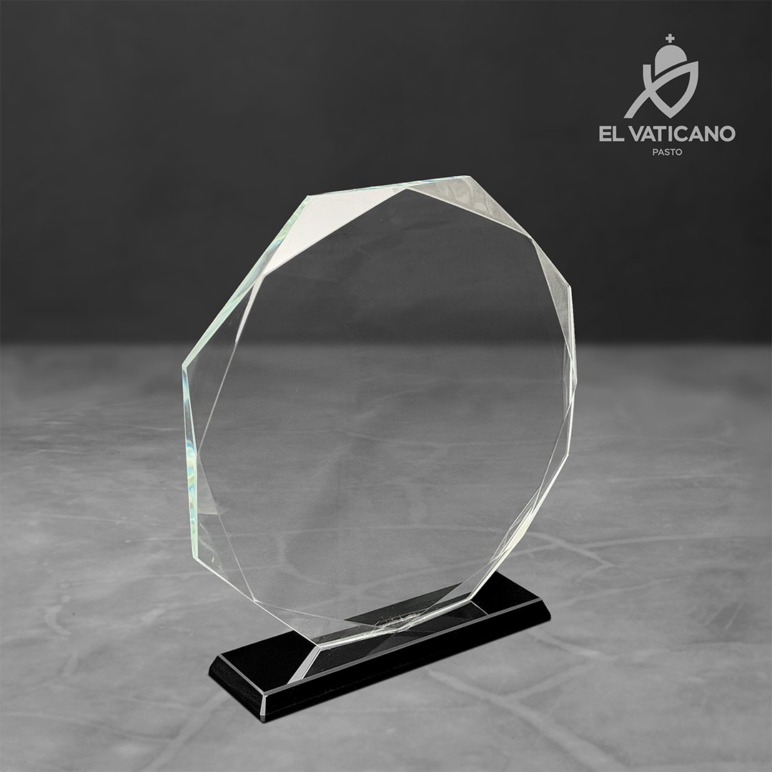 Placa de cristal octagonal con base en cristal negro
