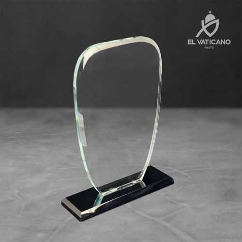 Placa de cristal semicircular con base de cristal - Imagen 1