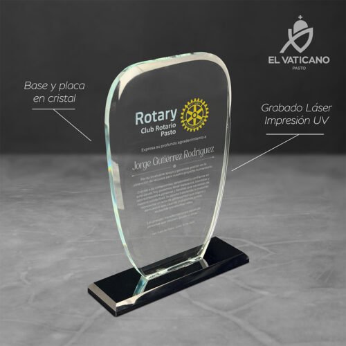 Placa de cristal semicircular con base de cristal - Imagen 2