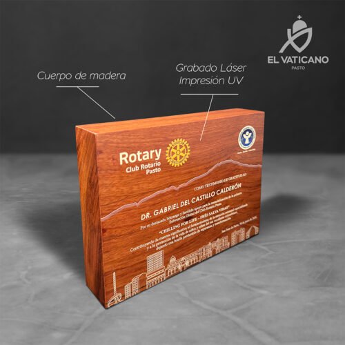 Reconocimiento/Placa de madera maciza Rotary - Imagen 1