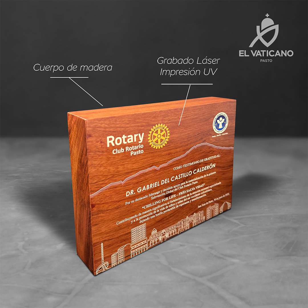 Reconocimiento/Placa de madera maciza Rotary