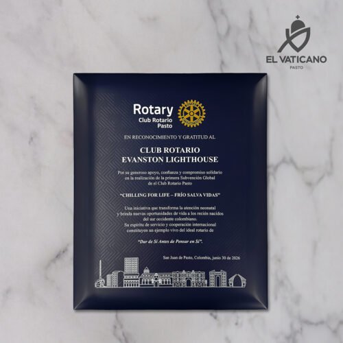 Placa de madera reconocimiento con fondo texturizado Rotary - Imagen 1